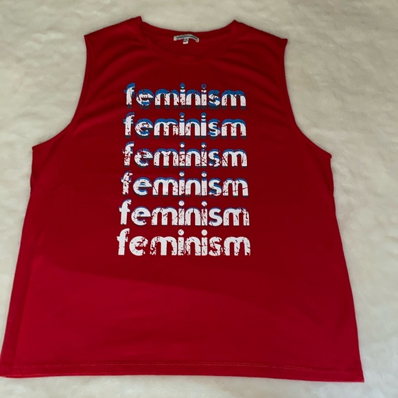 NWOT REBECCA MINKOFF “Feminism” Red Muscle Tee Size XXL - Picture 3 of 14